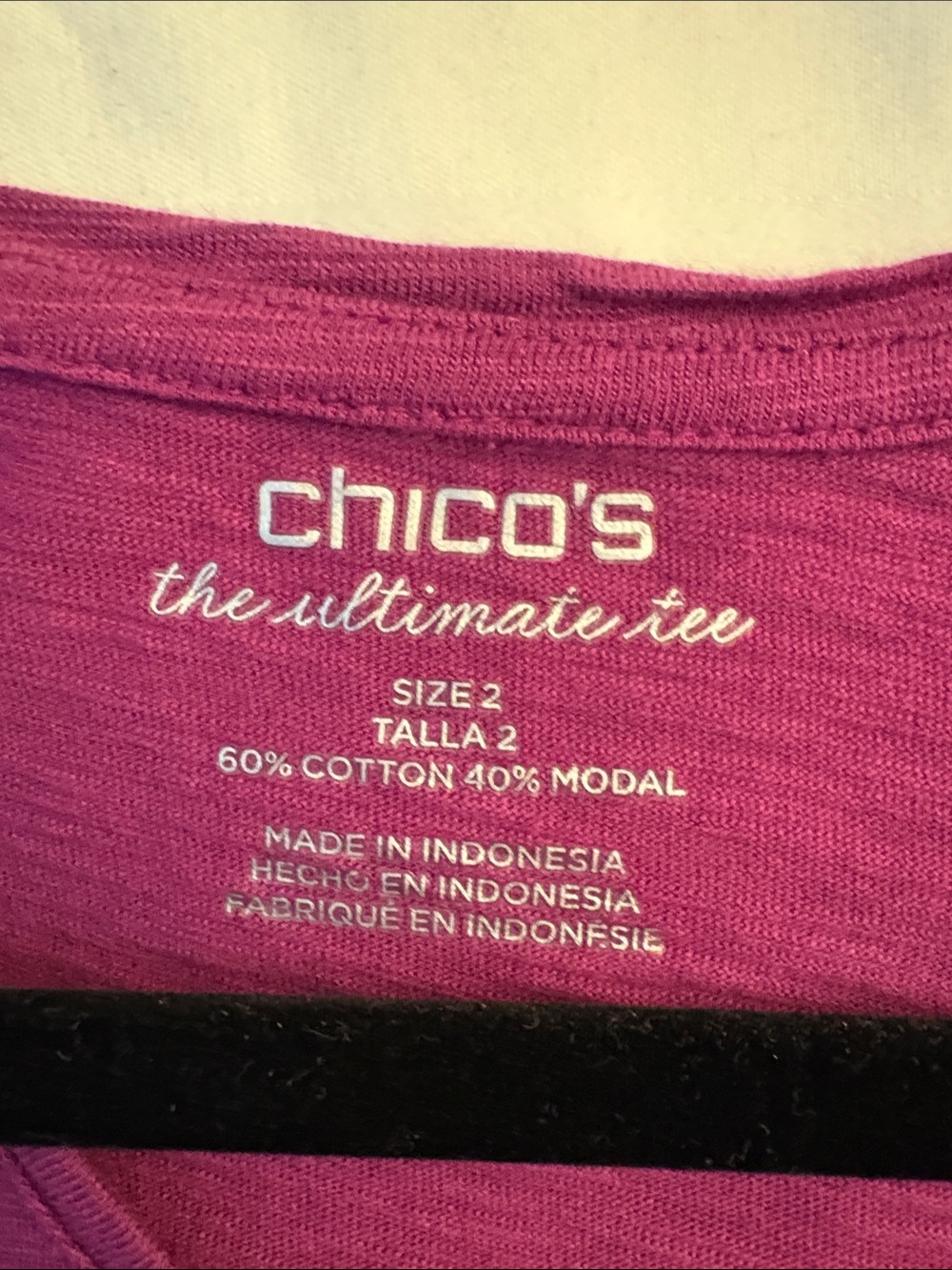 Chico's V-Neck Long Sleeve Top - Raspberry - Picture 3 of 3